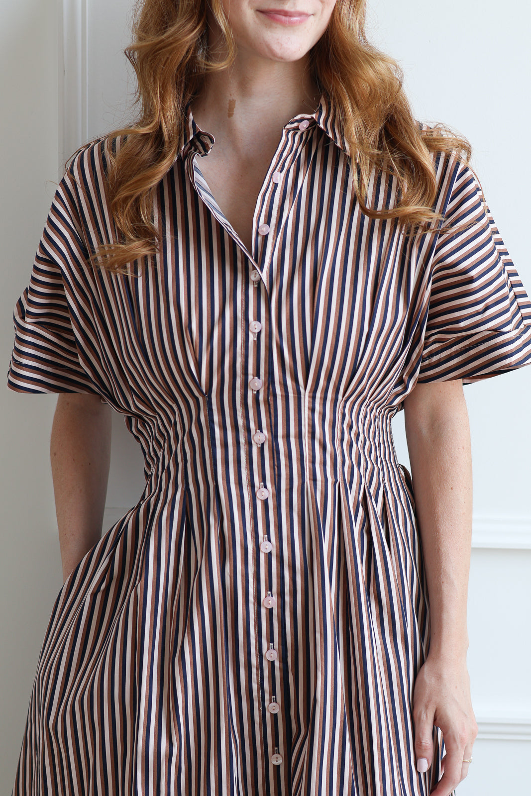 Cappuccino Stripe Cinch Midi