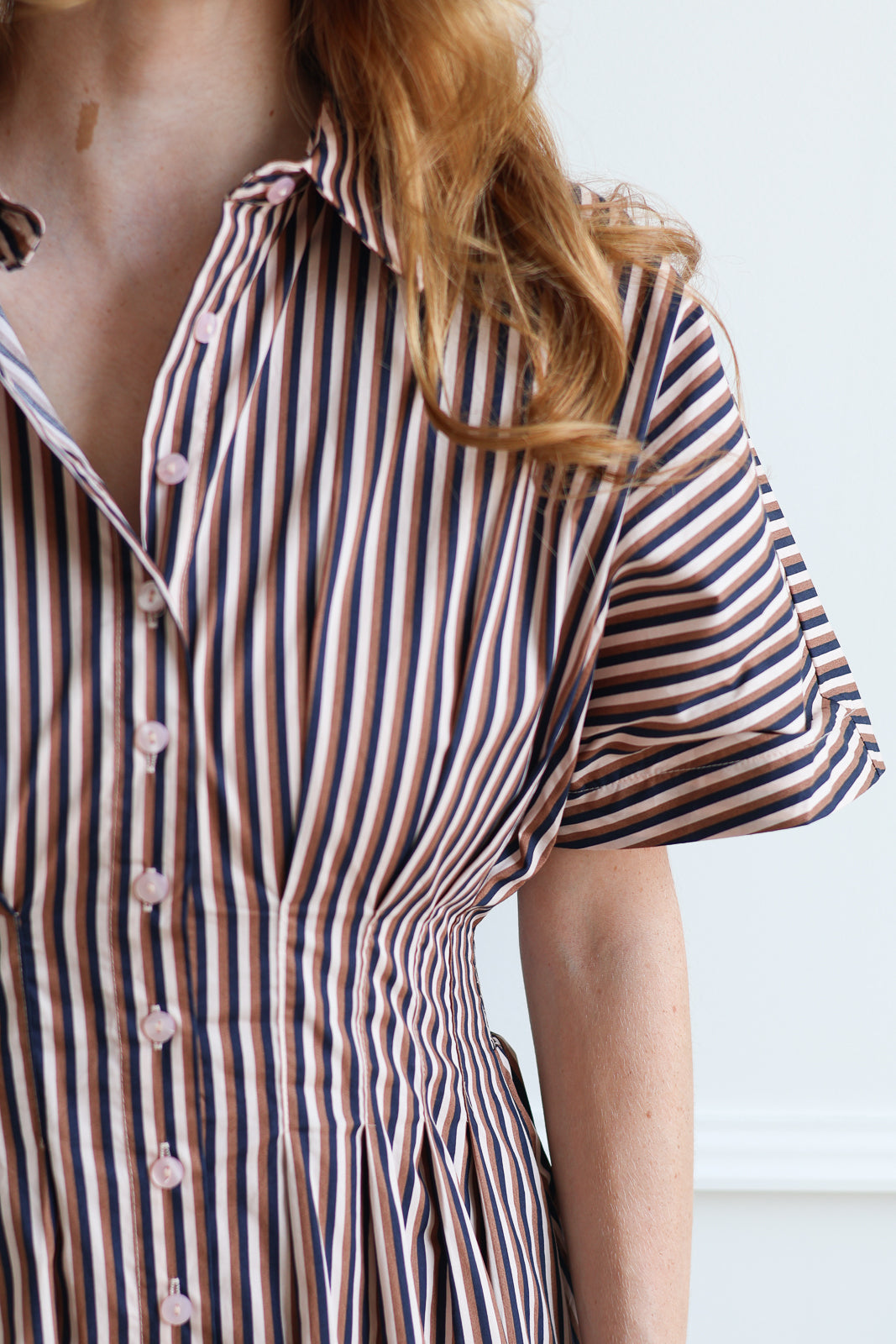 Cappuccino Stripe Cinch Midi