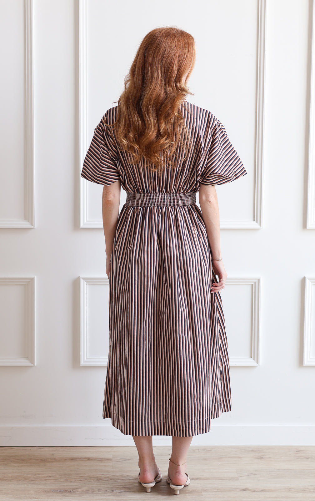 Cappuccino Stripe Cinch Midi