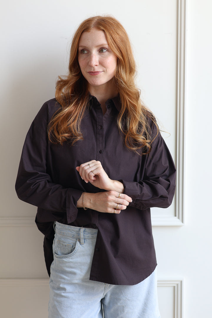Olivia Button Down - Dark Chocolate