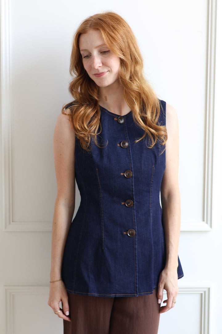 Dark Wash Denim Vest