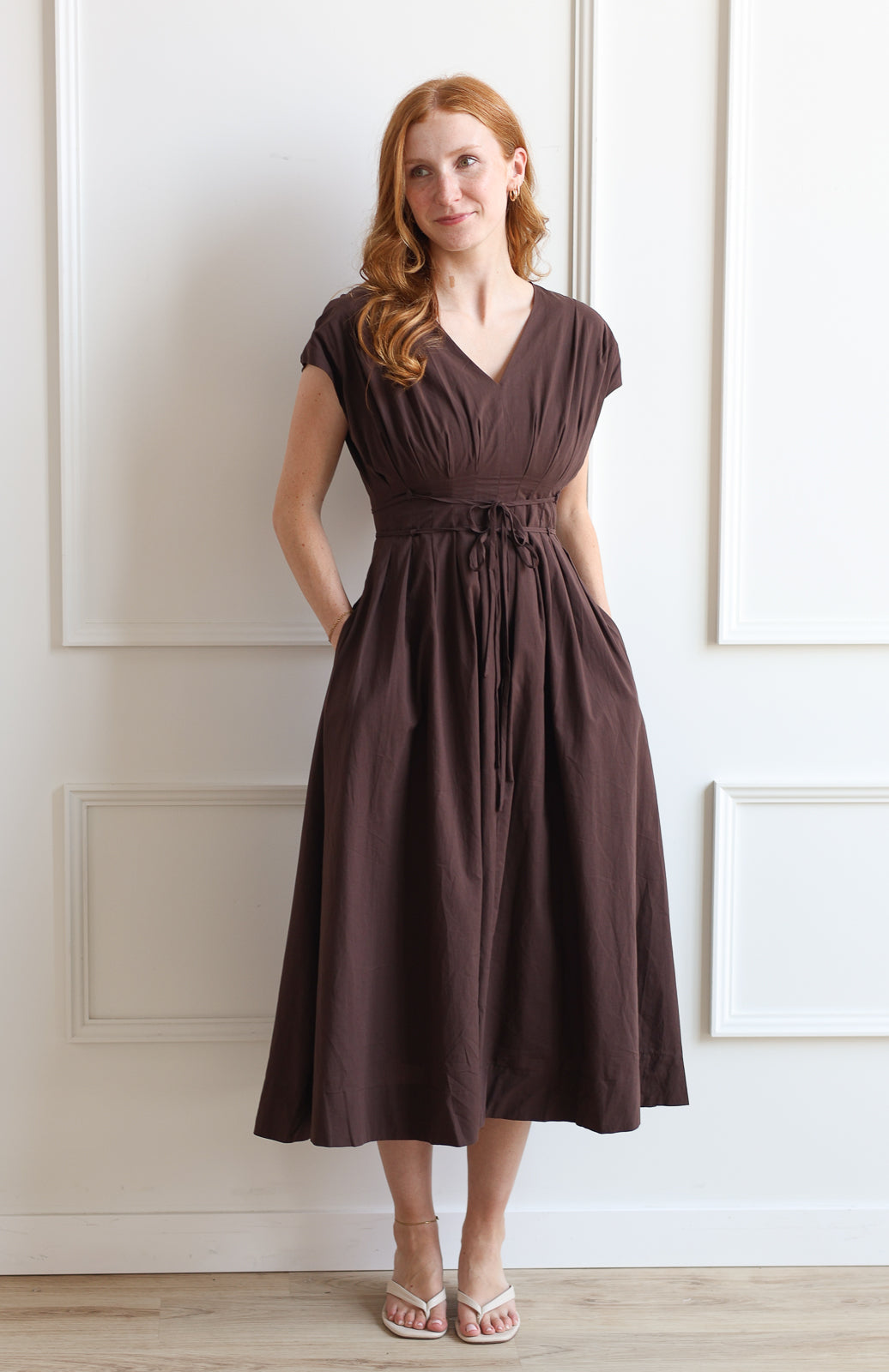 Georgina Pleated V-Neck Midi