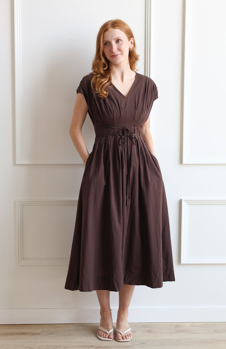 Georgina Pleated V-Neck Midi