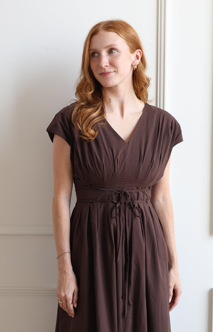 Georgina Pleated V-Neck Midi