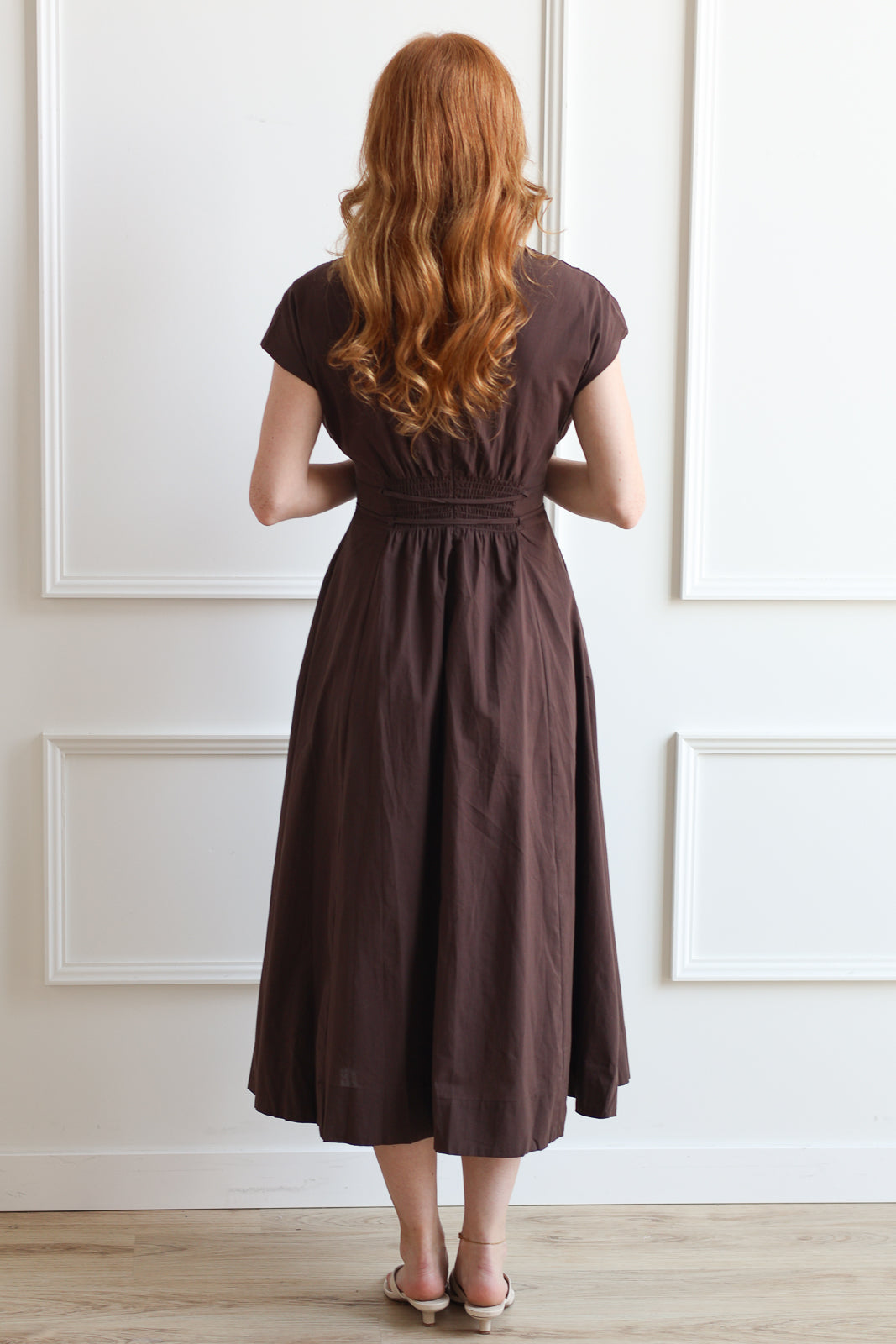 Georgina Pleated V-Neck Midi