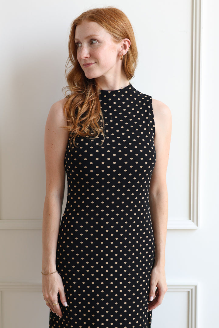 Polka Dot Mesh Midi