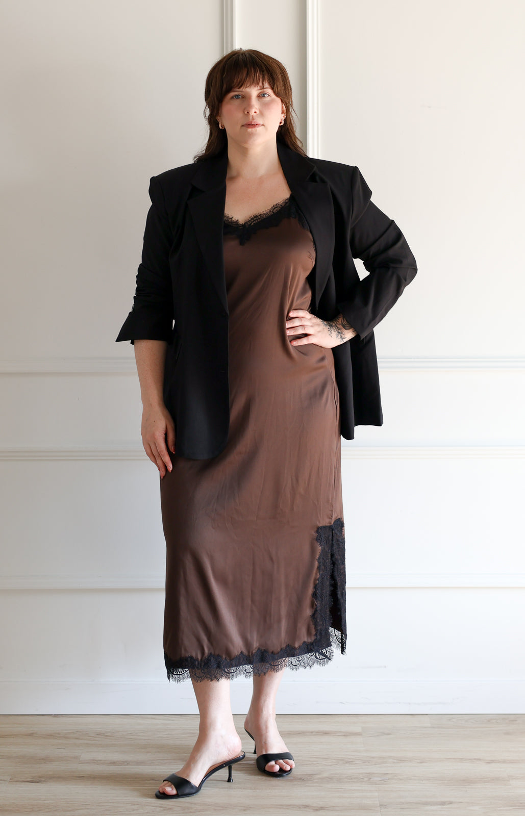 B.Young | Lippy Satin Slip Dress - Java