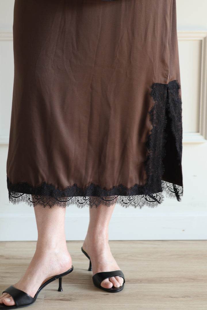 B.Young | Lippy Satin Slip Dress - Java