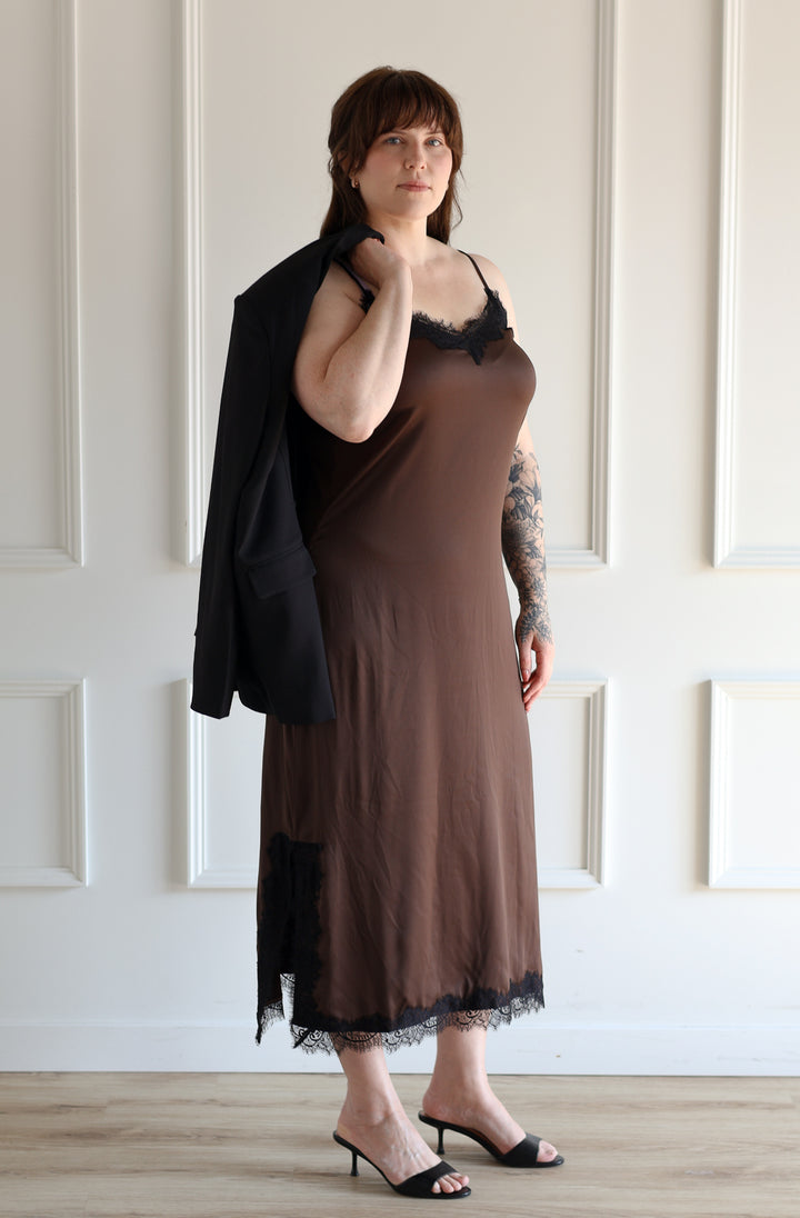 B.Young | Lippy Satin Slip Dress - Java