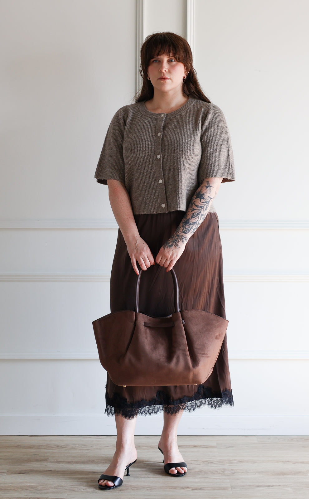 B.Young | Lippy Satin Slip Skirt - Java