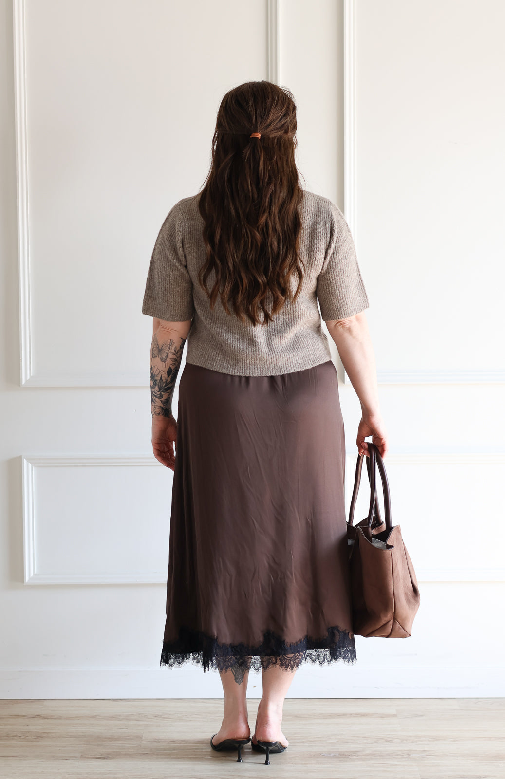 B.Young | Lippy Satin Slip Skirt - Java