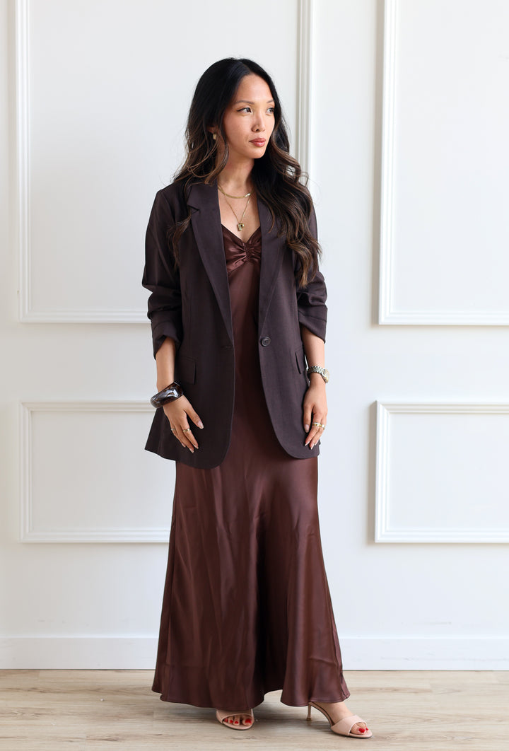 Tawny Satin Slip Dress
