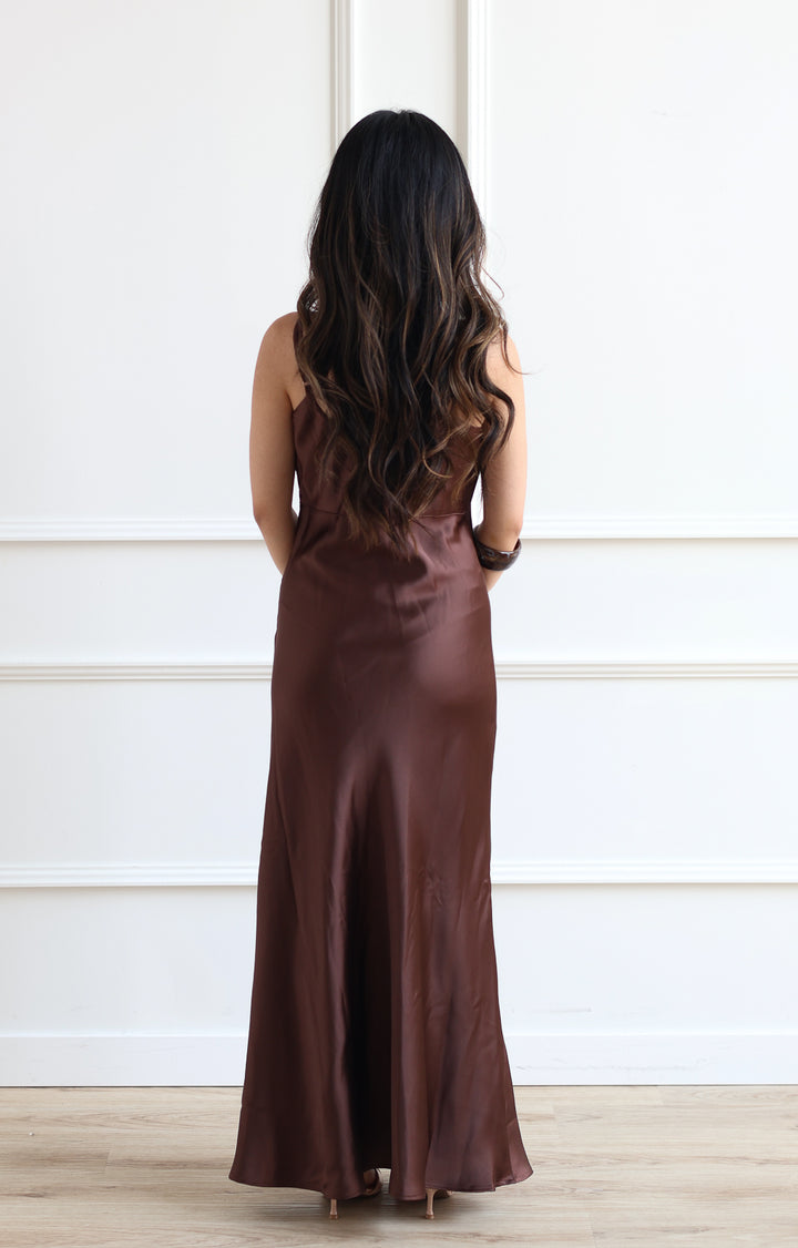 Tawny Satin Slip Dress
