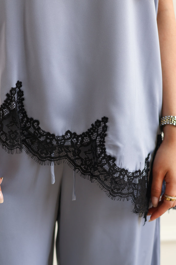 Mikayla Satin Blouse - Slate