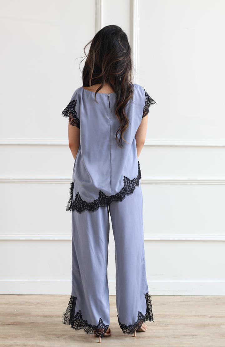 Mikayla Satin Pant - Slate