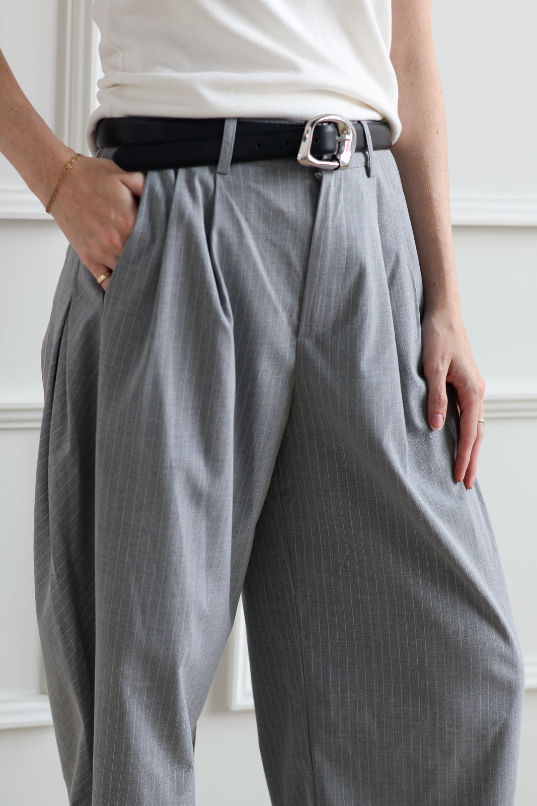 Pinstripe Barrel Trouser