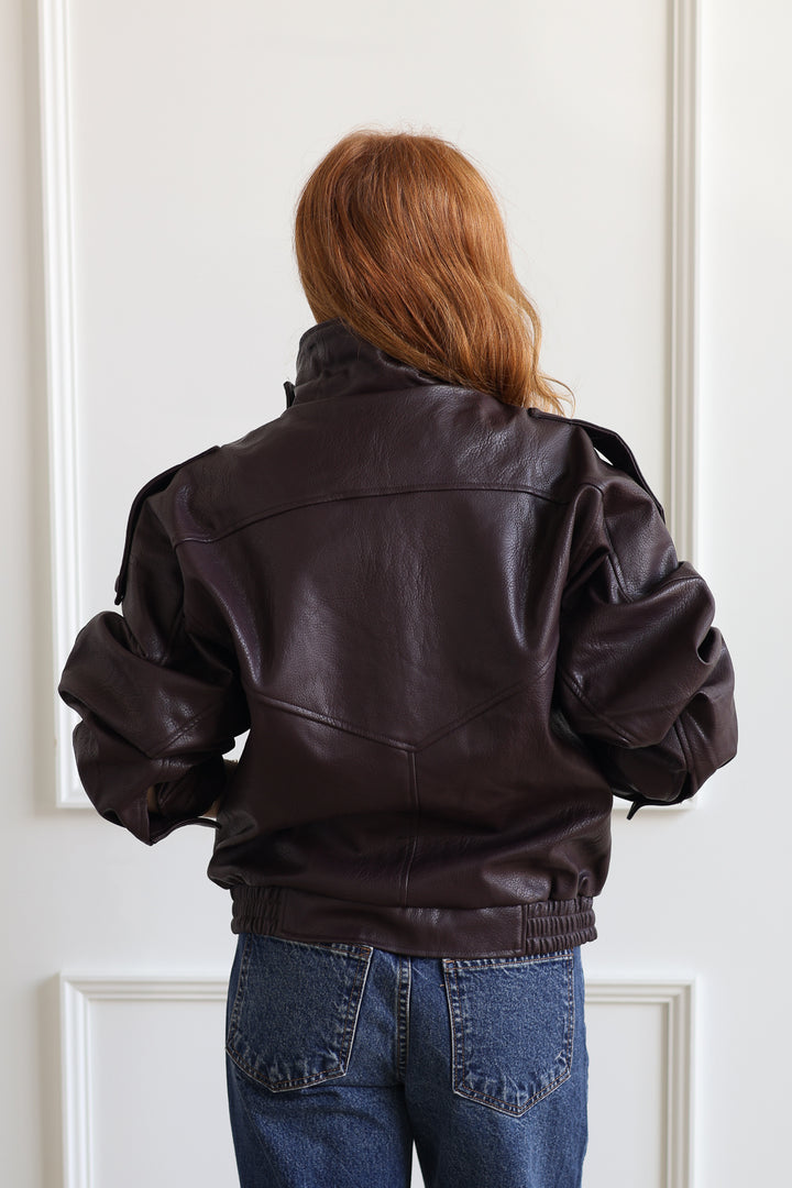 Misti Funnel Neck Jacket - Bordeaux