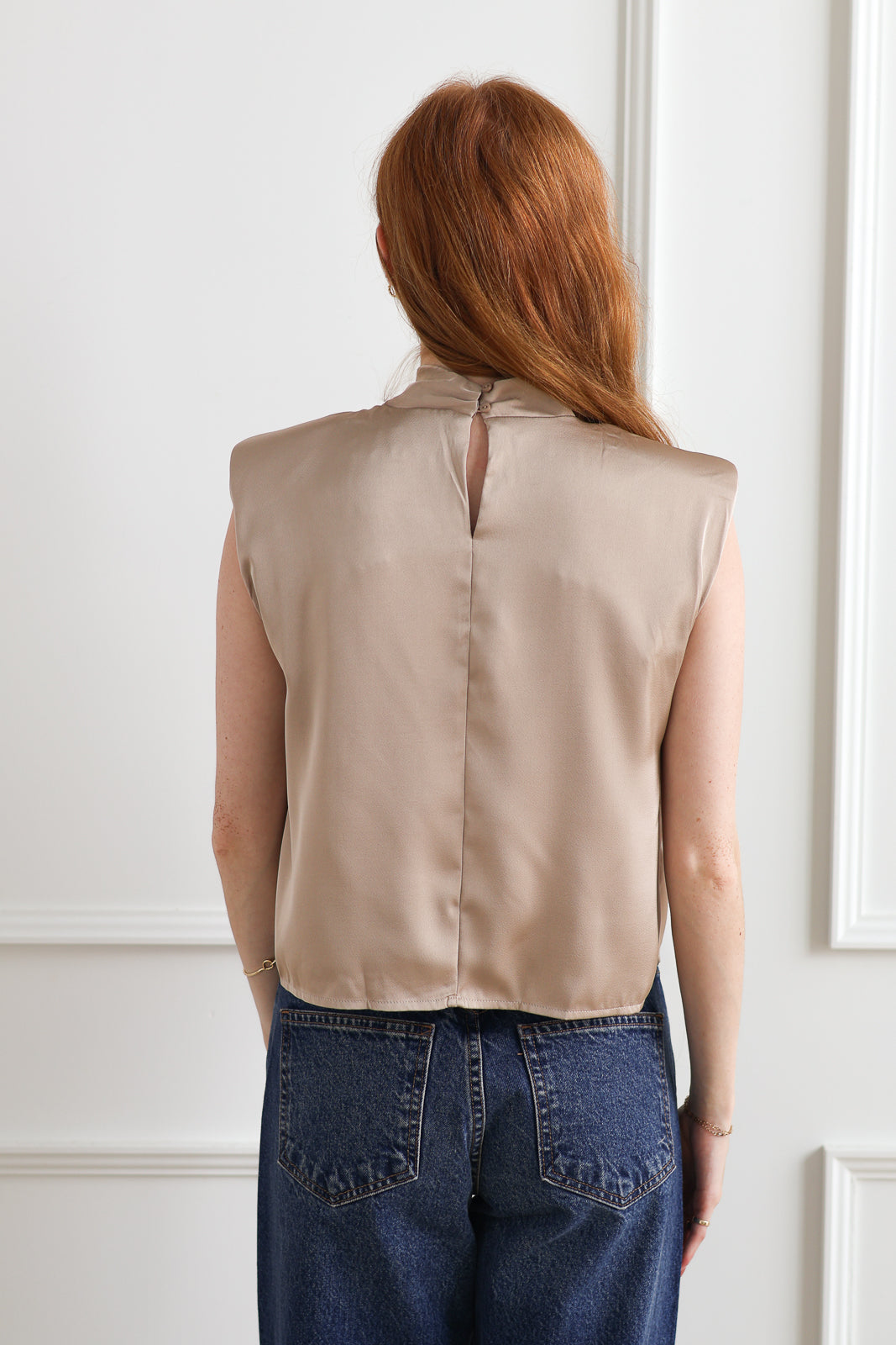 Champagne Draped Tank Blouse