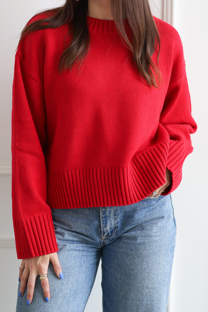 The Asher Sweater  - Cherry