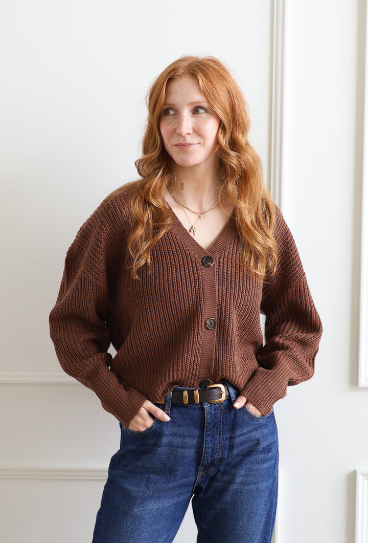 Vero Moda | Lea V Neck Cardigan - Walnut