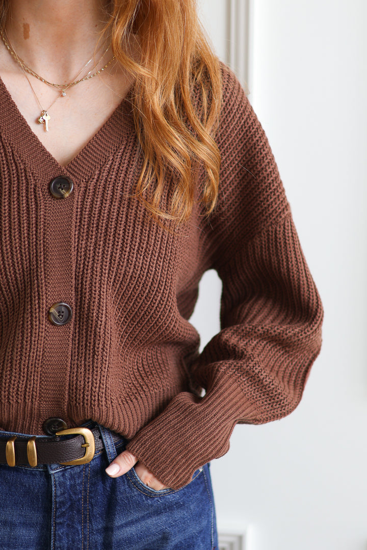 Vero Moda | Lea V Neck Cardigan - Walnut