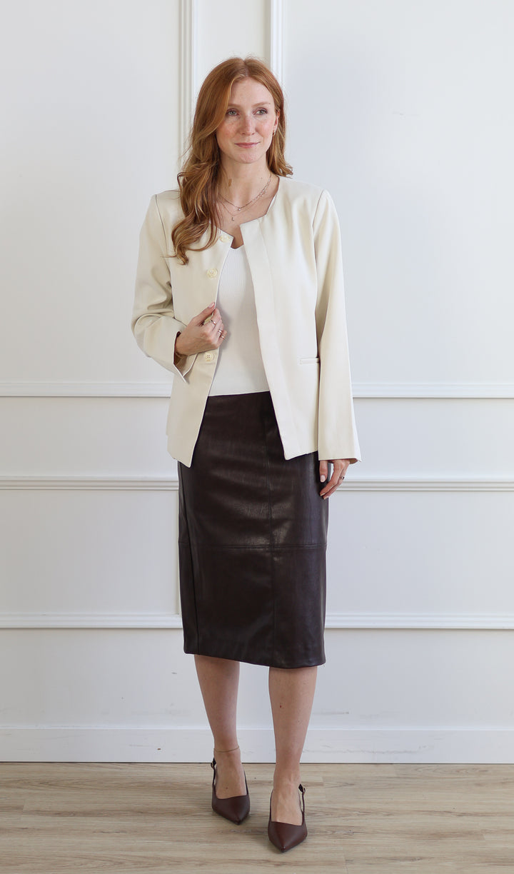 Ivory Collarless Blazer