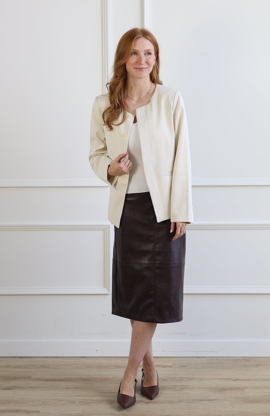 Ivory Collarless Blazer