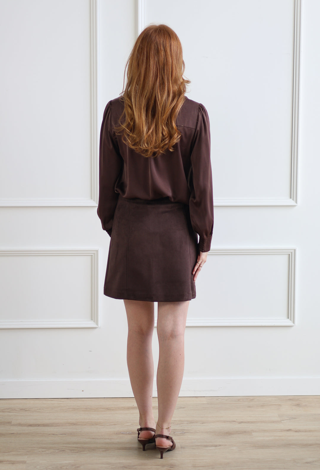 Satin Tie Blouse - Pinecone
