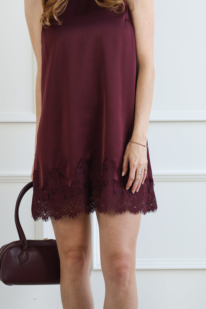 Satin Lace Mini - Oxblood