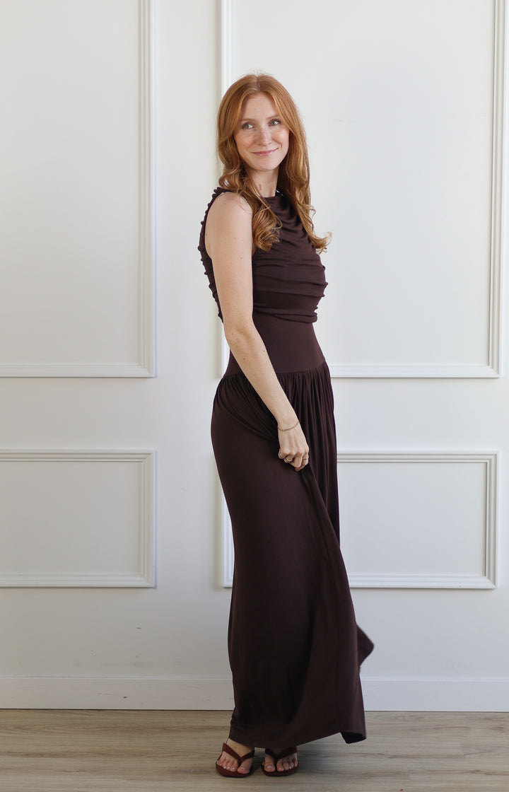 Chocolate Ruched Maxi