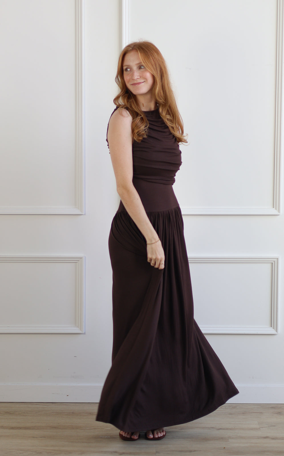 Chocolate Ruched Maxi