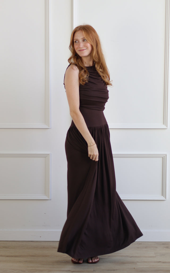 Chocolate Ruched Maxi