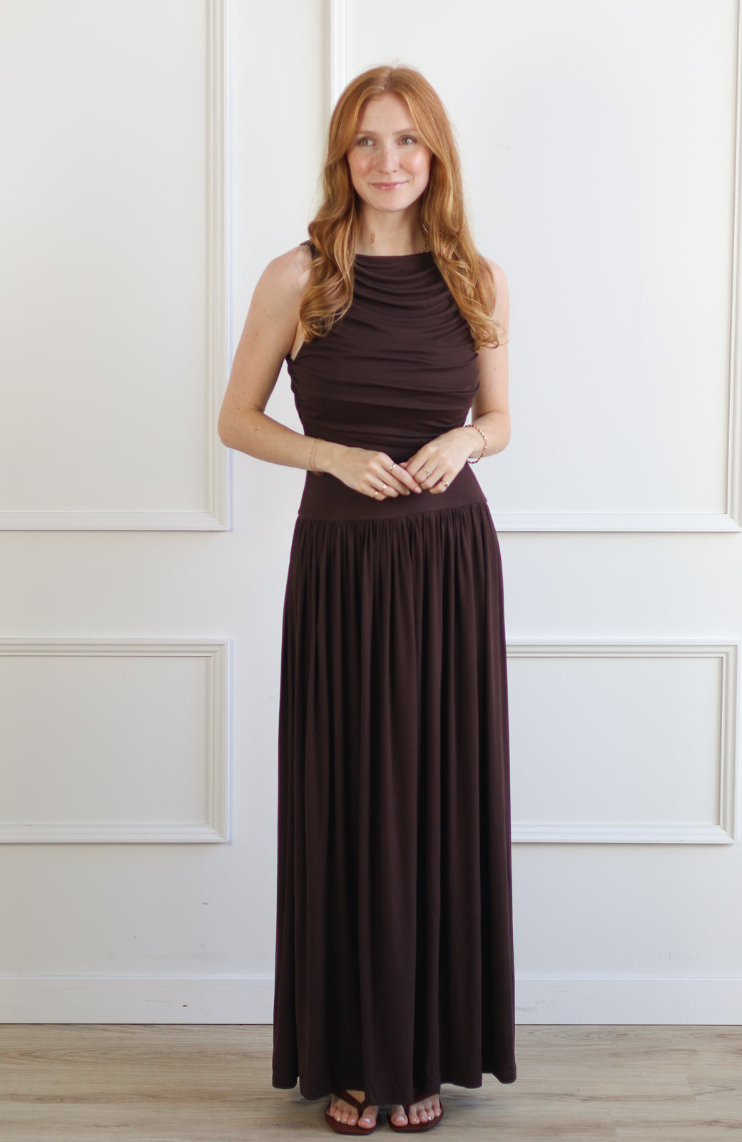 Chocolate Ruched Maxi
