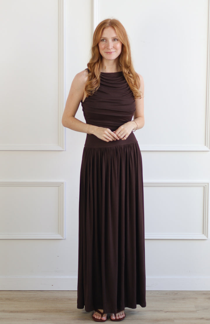 Chocolate Ruched Maxi