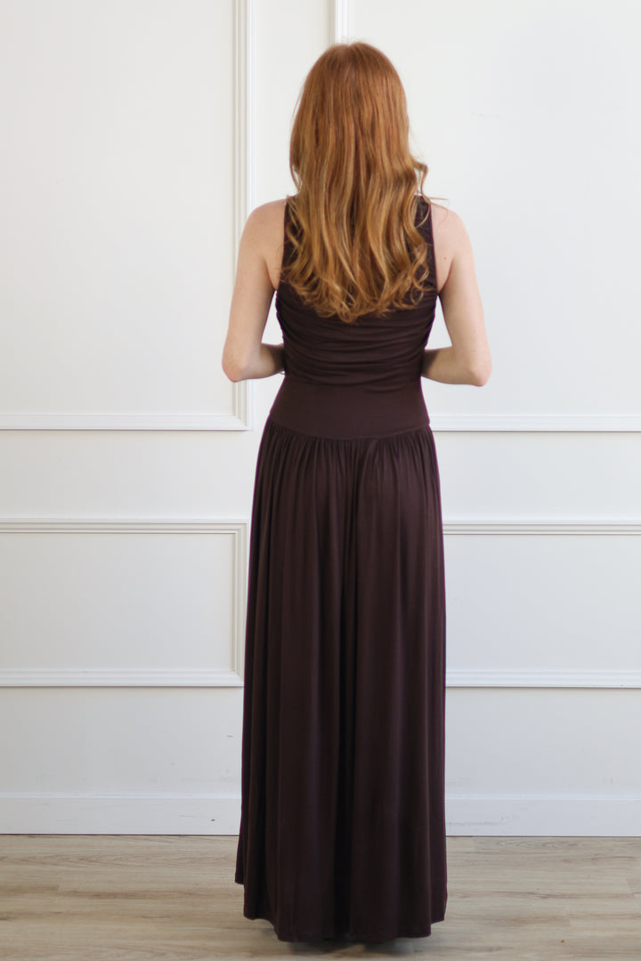 Chocolate Ruched Maxi