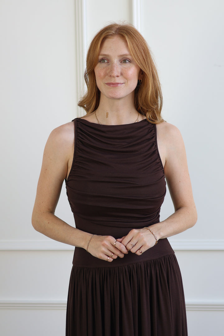 Chocolate Ruched Maxi