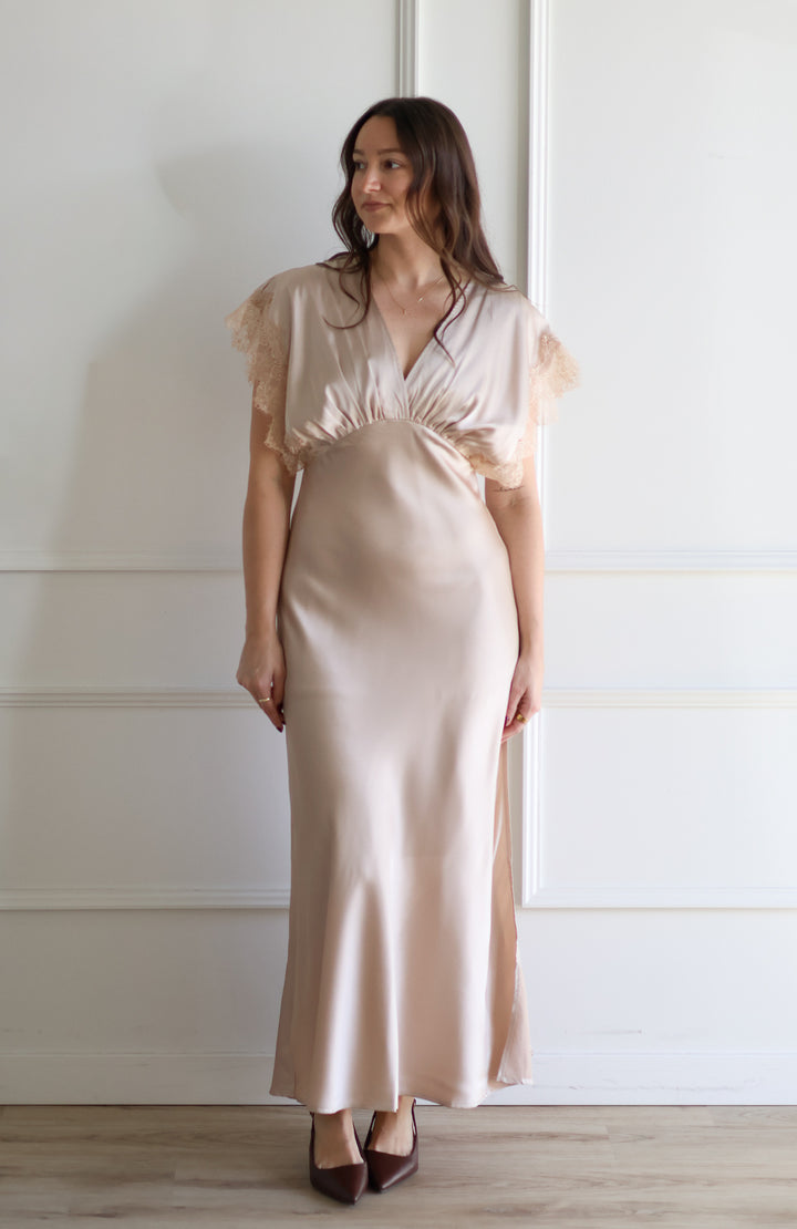Champagne V-neck Maxi