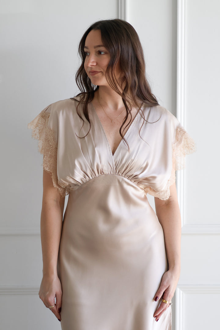 Champagne V-neck Maxi