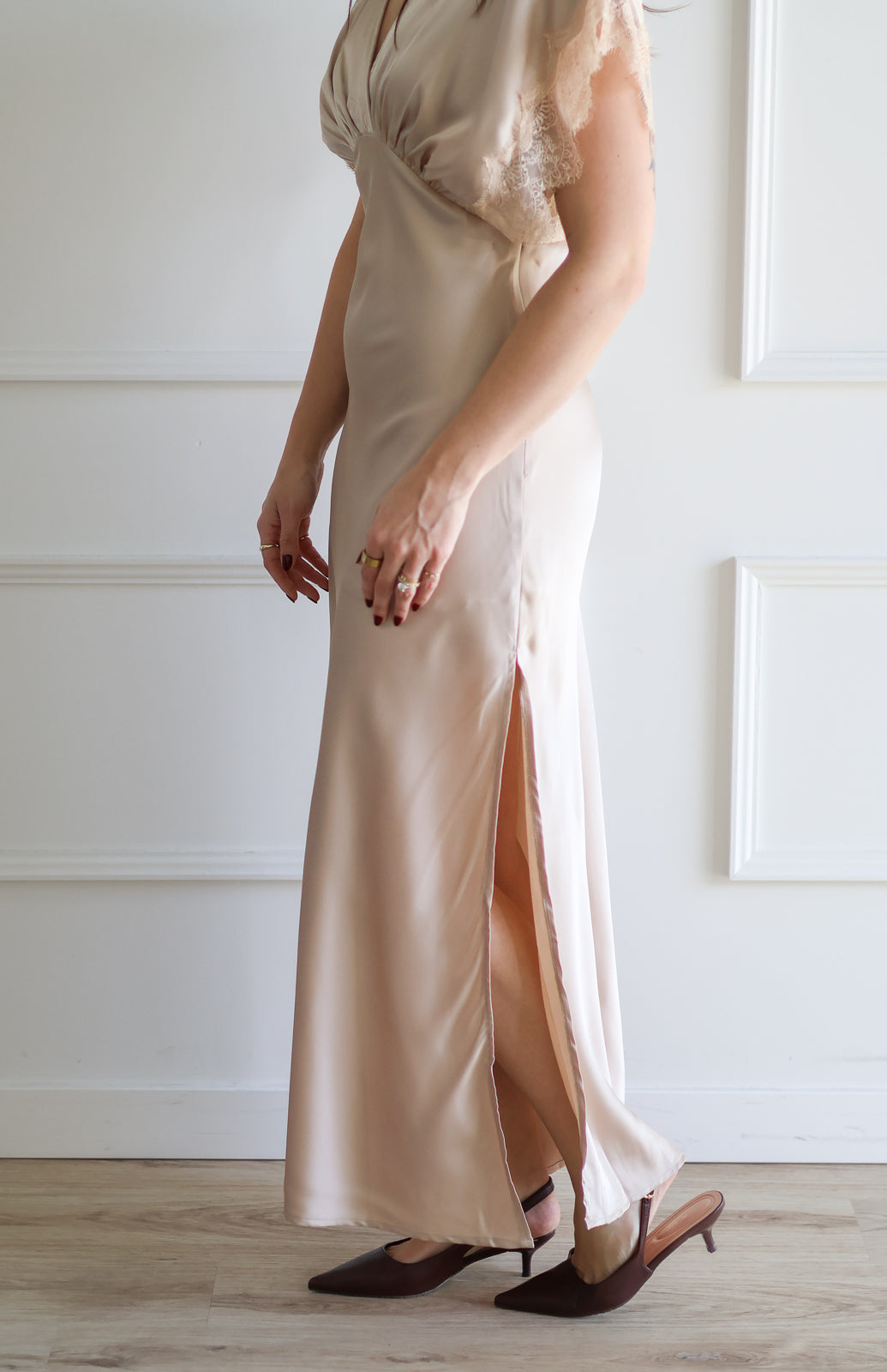Champagne V-neck Maxi