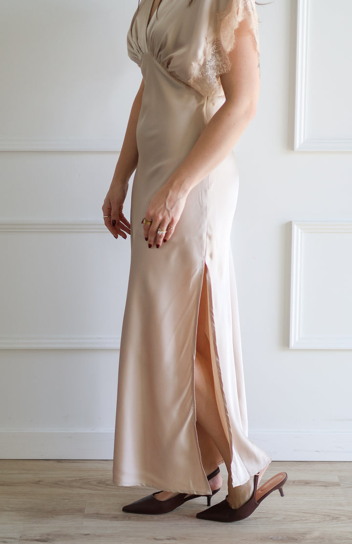 Champagne V-neck Maxi