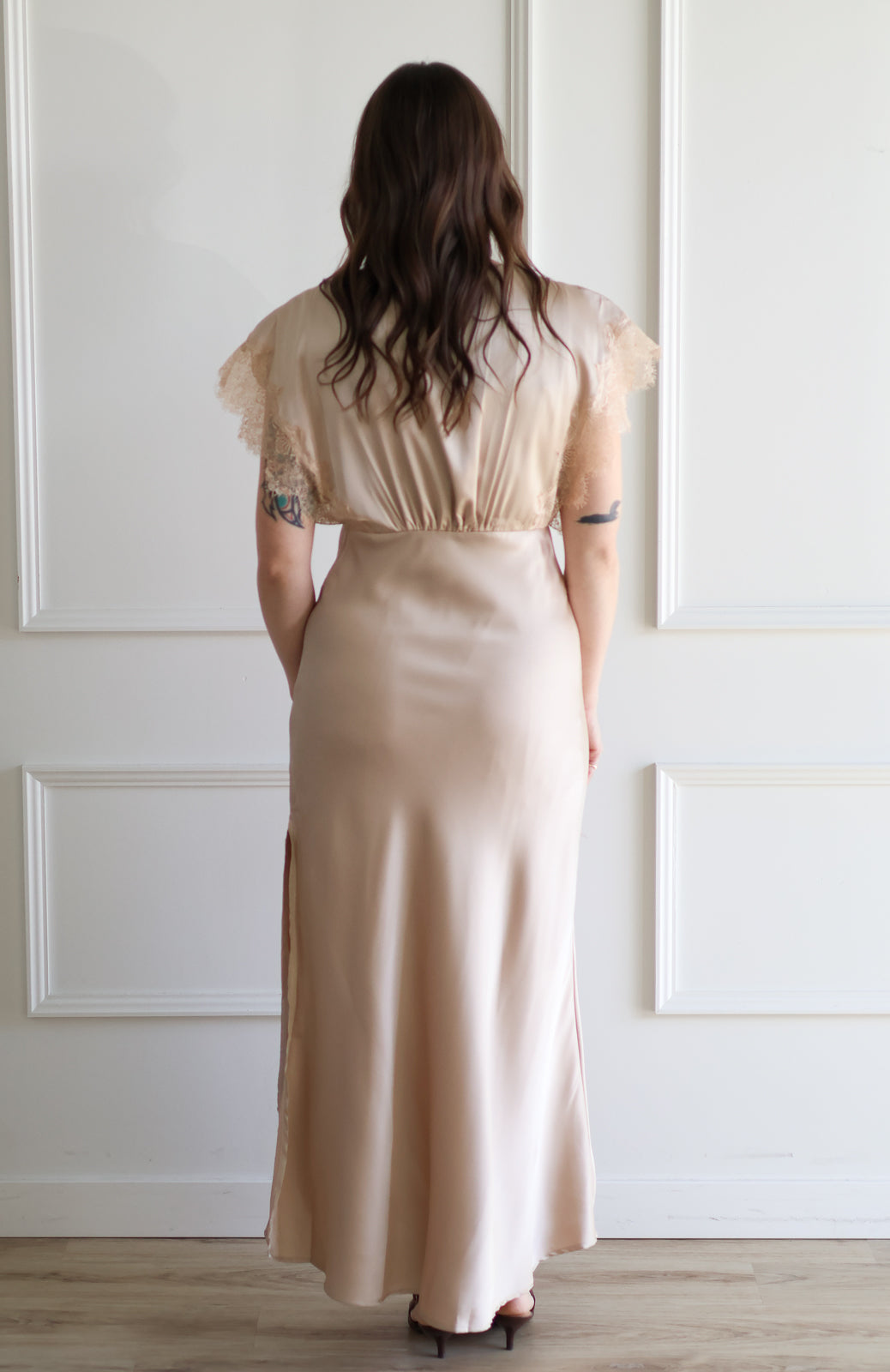 Champagne V-neck Maxi