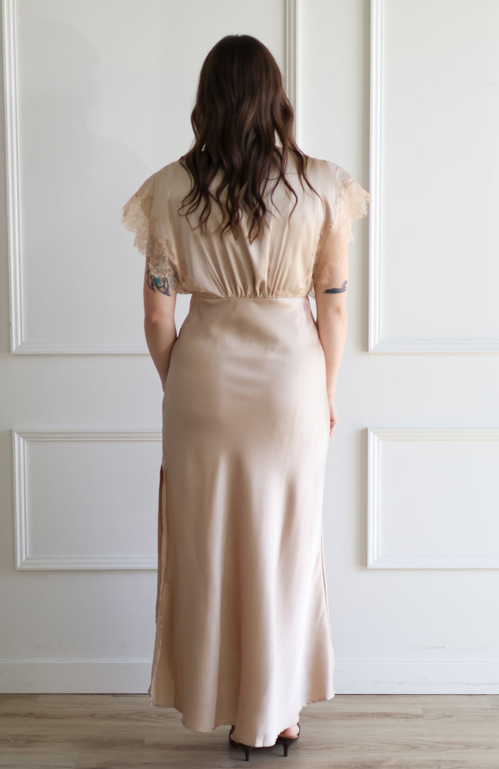 Champagne V-neck Maxi