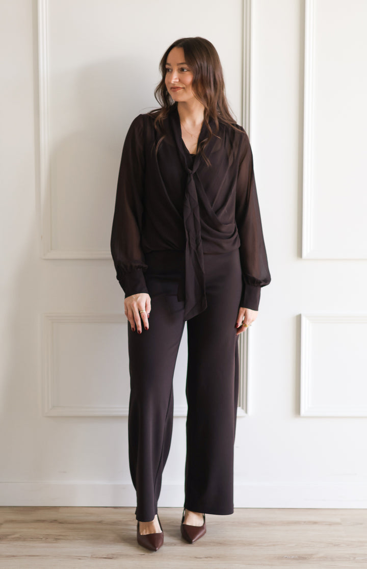 Overlap Blouse - Chocolate