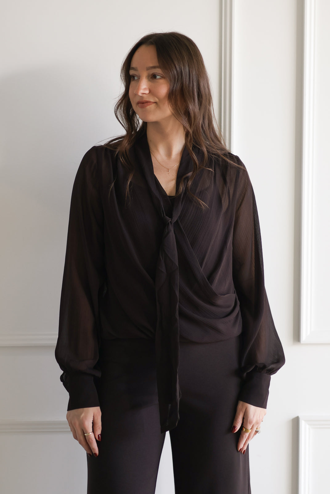 Overlap Blouse - Chocolate