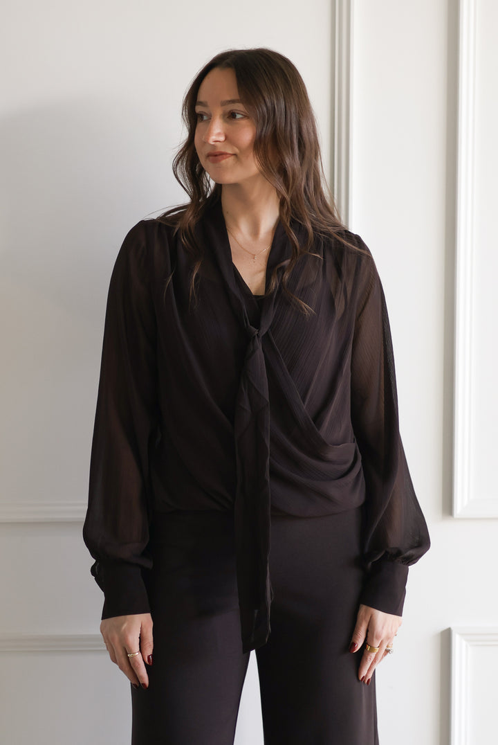 Overlap Blouse - Chocolate