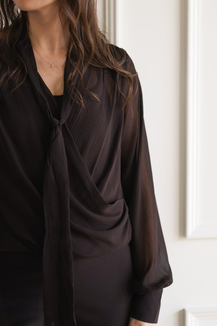 Overlap Blouse - Chocolate