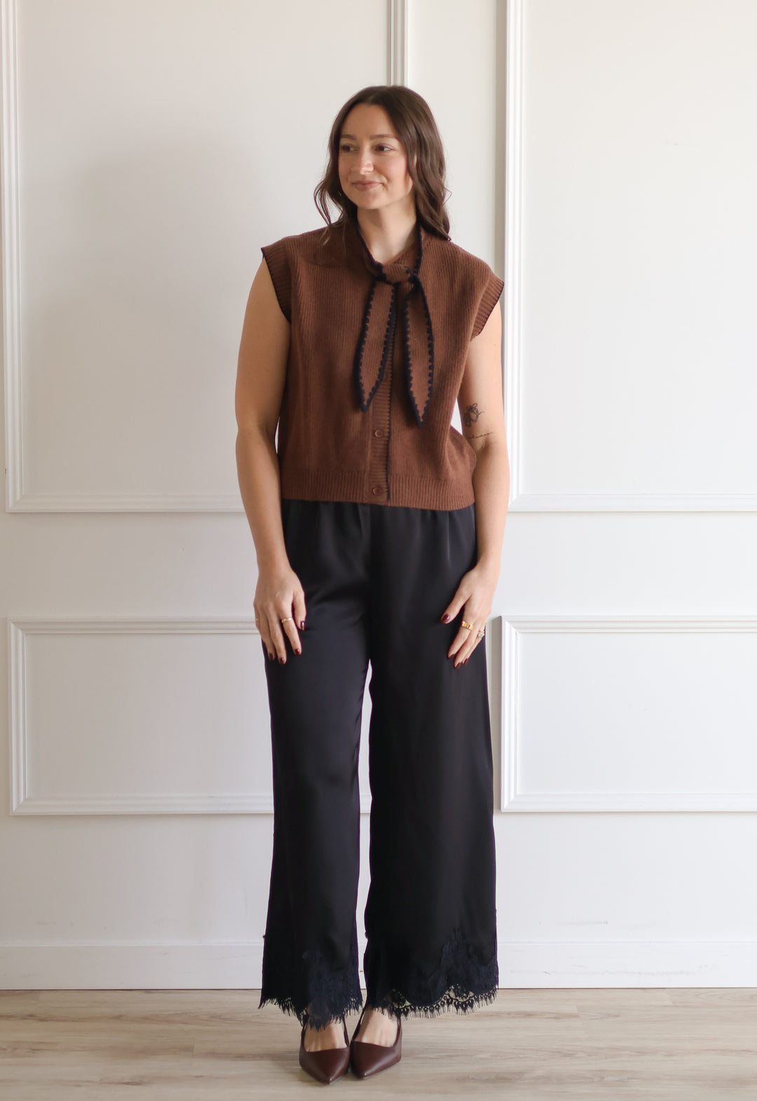The Charolette Satin Pant - Black