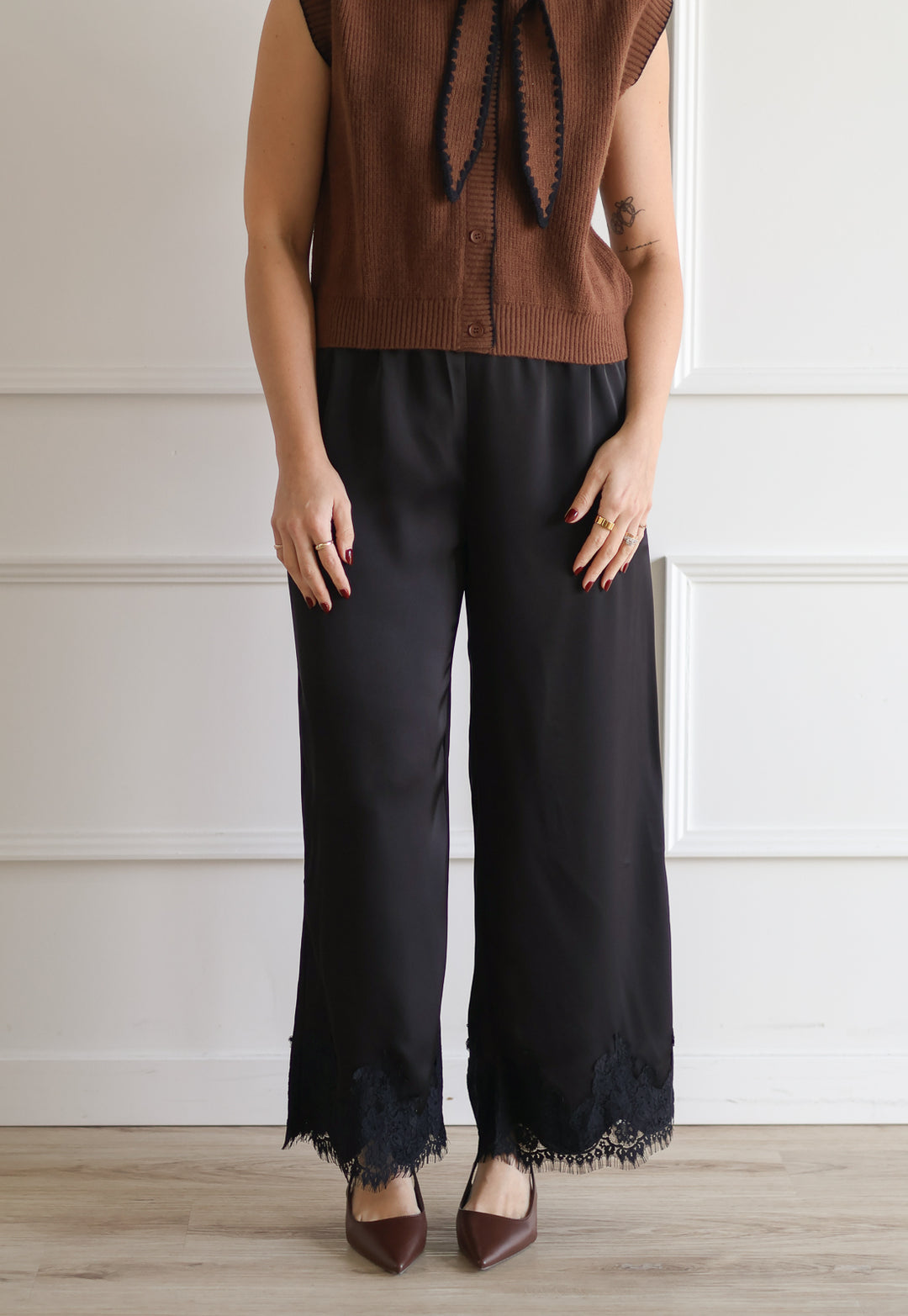 The Charolette Satin Pant - Black
