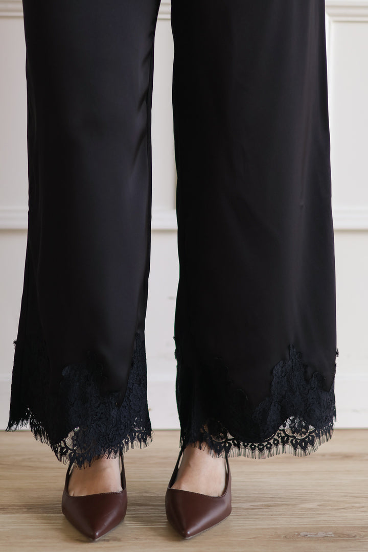 The Charolette Satin Pant - Black