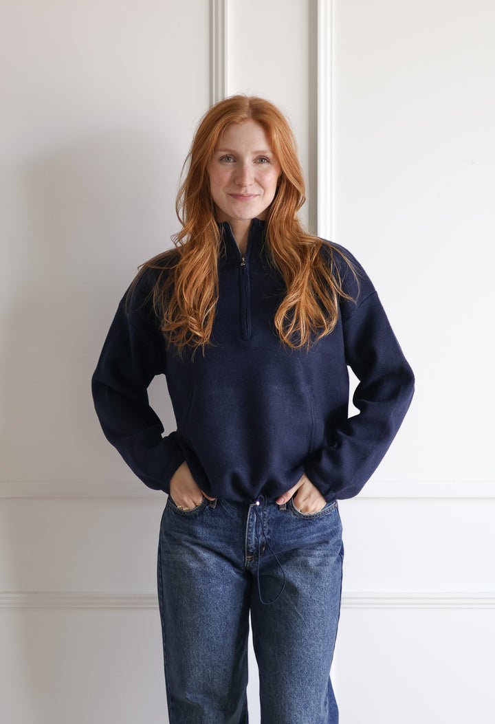 Zip Up Pullover - Navy